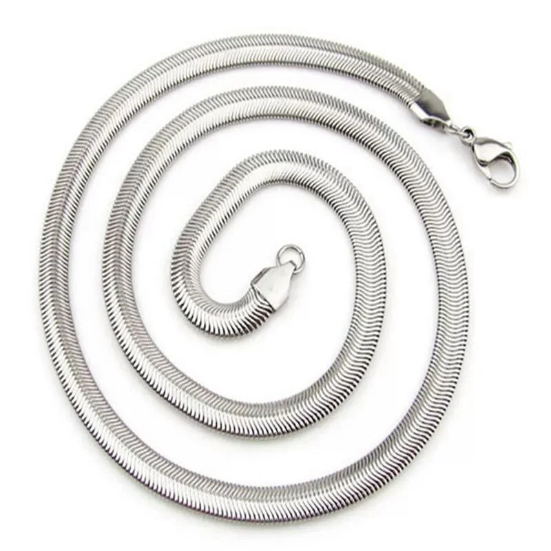 Women’s Engagement Necklace-4mm Flat Snake Chain Necklace Stainless Steel