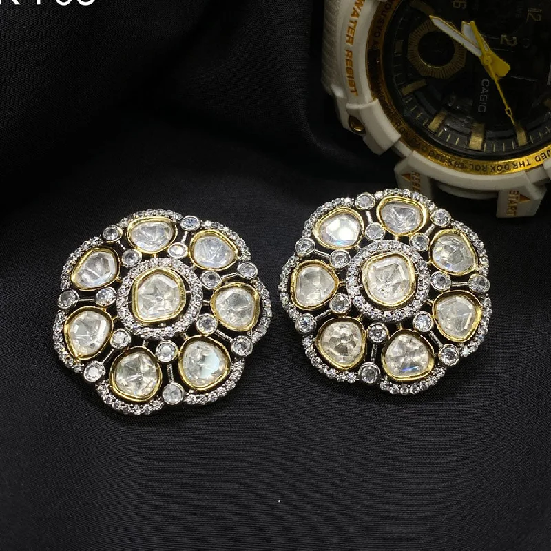 Stud Earrings for Women-Amoliya Jewels Brass Kundan Stud Earrings