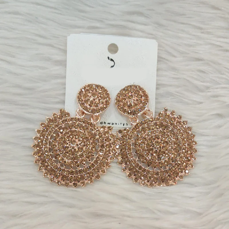 Floral Earrings-Dhwani Rose Gold Plated Austrian Stone Dangler Earrings