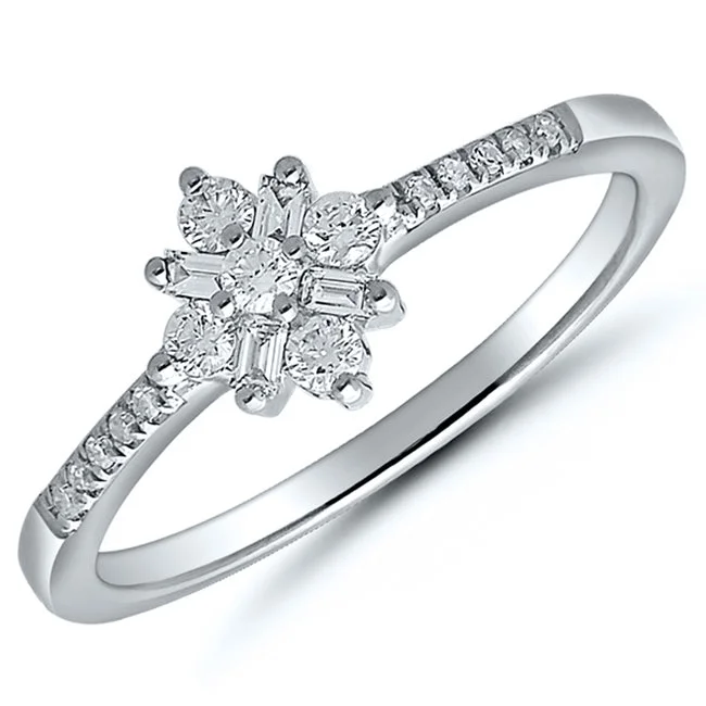 Solitaire Diamond Ring for Engagement-1/4 CTW Diamond Ring in 10KT White Gold