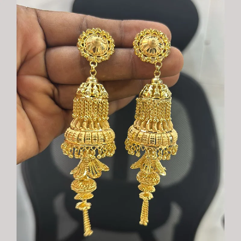 Spiral Earrings-Pari Art Jewellery Gold Forming Jhumki Earrings