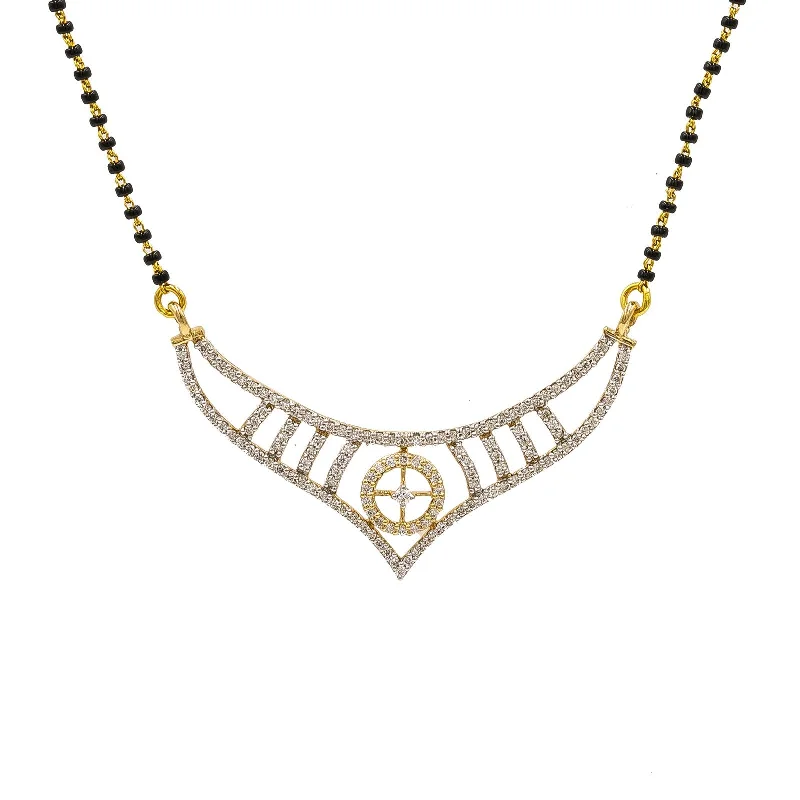 Statement Beaded Necklace-18K Yellow Gold Diamond Mangalsutra Necklace W/ 0.6ct VVS-VS Diamonds