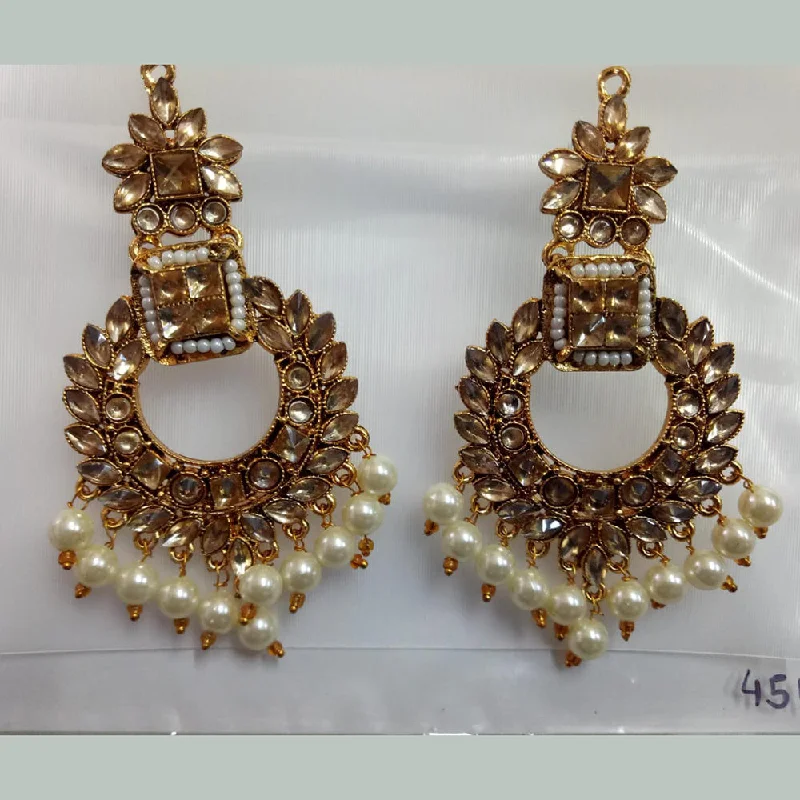 Enamel Earrings-Khushboo Jewellers Gold Plated Crystal Stone And Pearl Dangler Earrings