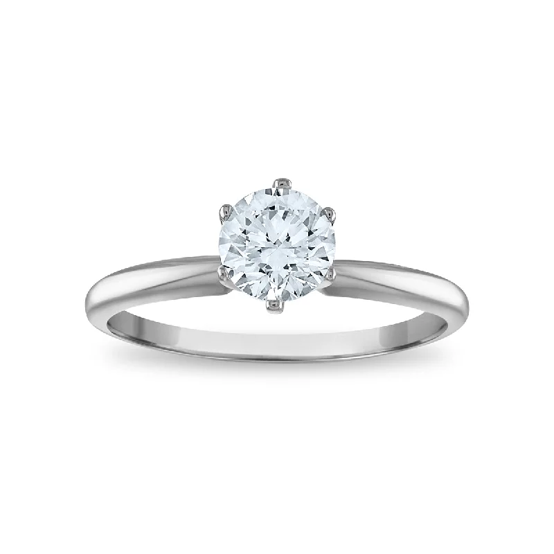 Women’s Designer Engagement Ring-EcoLove 3/4 CTW Lab Grown Diamond Solitaire Engagement Ring in 14KT White Gold