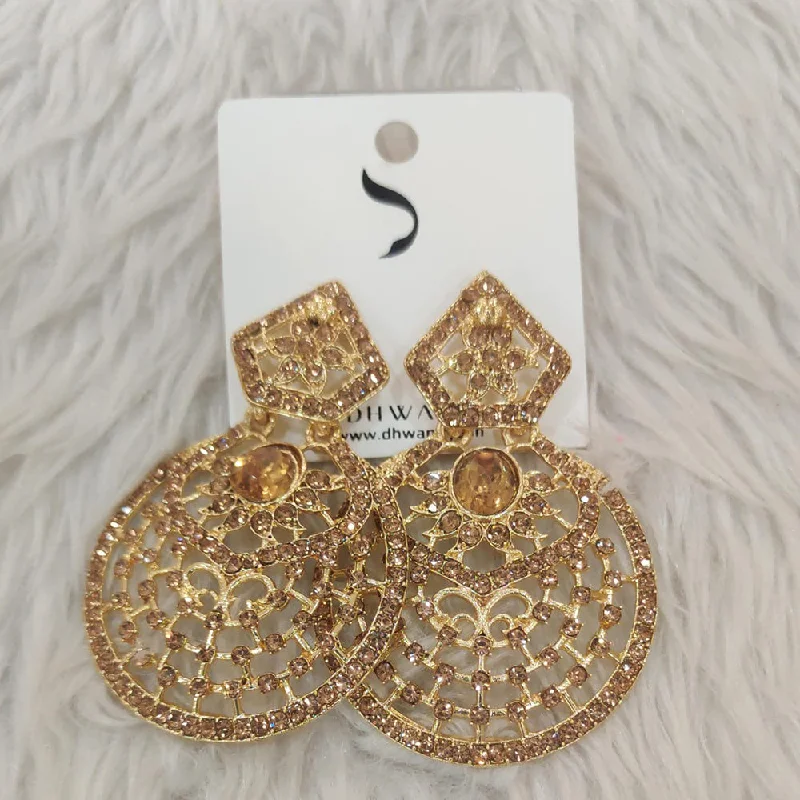 Glitter Earrings-Dhwani Gold Plated Austrian Stone Dangler Earrings