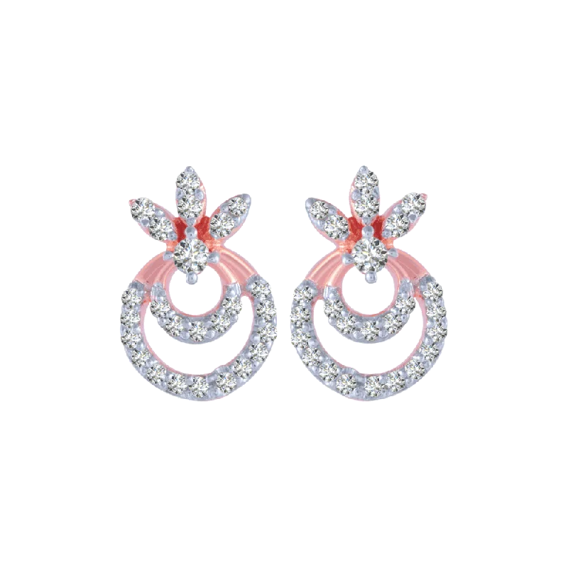 Luxurious Drop Earrings-14KT (585) Rose Gold And Diamond Stud Earrings For Women