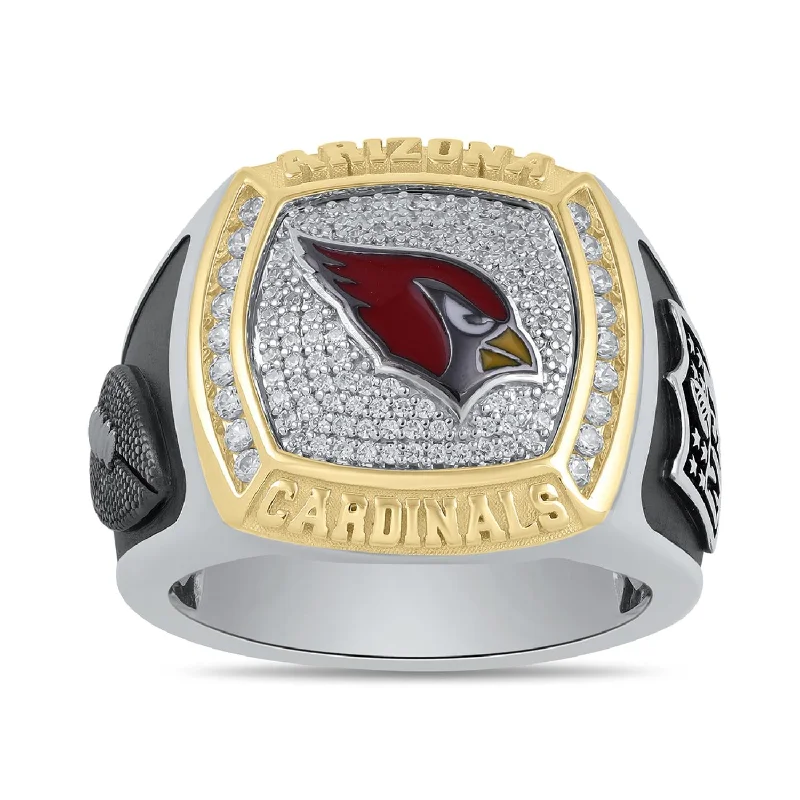 Large Gemstone Ring-True Fans Fine Jewelry Arizona Cardinals 1/2 CTW Diamond Ring in Sterling Silver