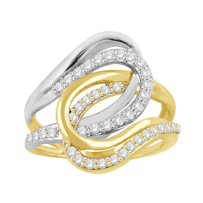 Promise Ring for Couple-1/2 CTW Diamond Ring in 10KT White and Yellow Gold