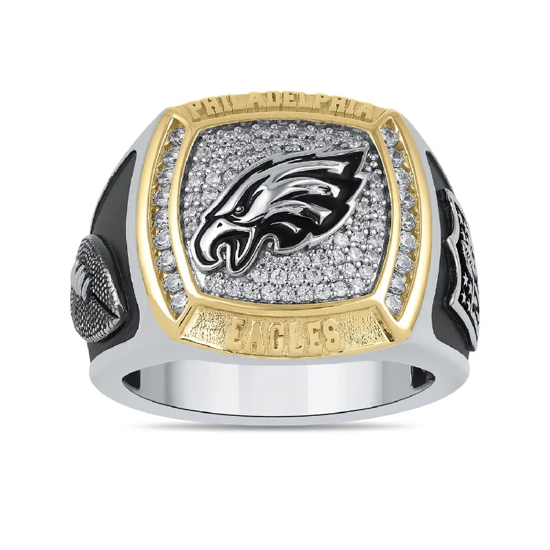 Ruby Ring for Engagement-True Fans Fine Jewelry Philadelphia Eagles 1/2 CTW Diamond Ring in Sterling Silver