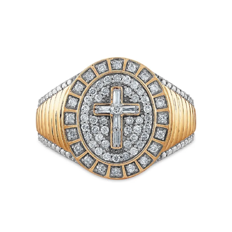 Gold Engagement Ring with Diamond-Titan by Adrian Gonzalez 10KT Yellow Gold 1/2 CTW Diamond Cross Ring