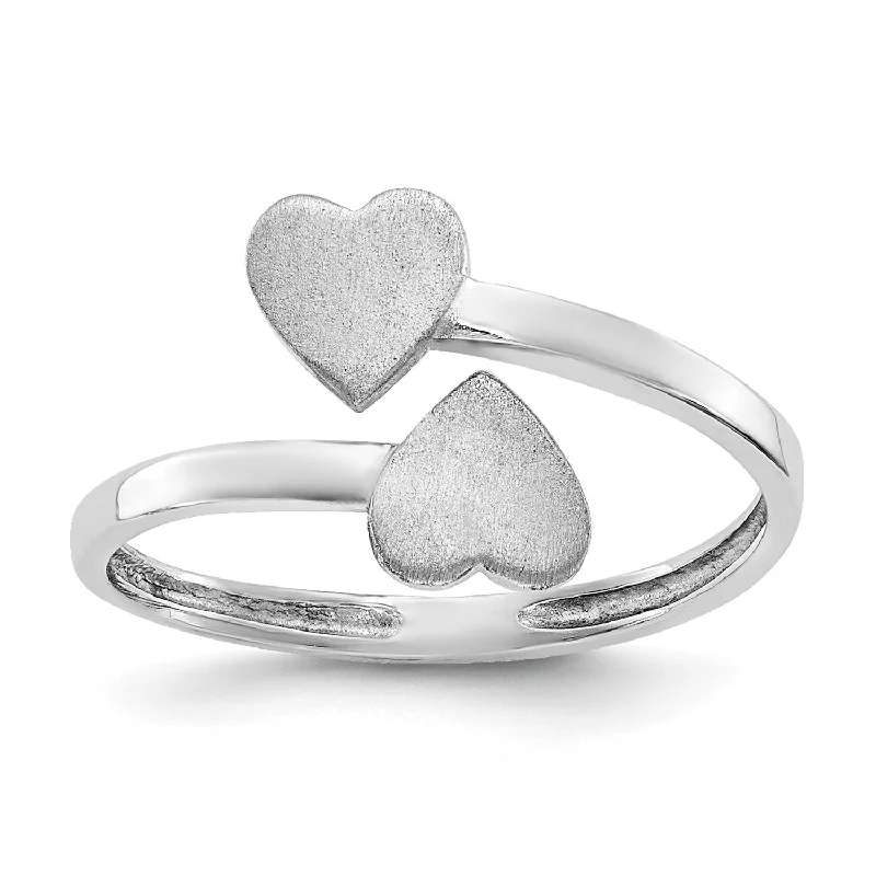 Silver Wedding Ring Set-14KT White Gold Childrens Heart Ring; Size 4