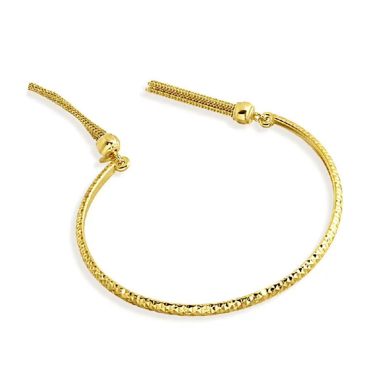 Birthstone Bracelet for Women-Gold Plated 925 Sterling Silver DC Cuff Bracelet with Dangling Tassel - ITB00214GP