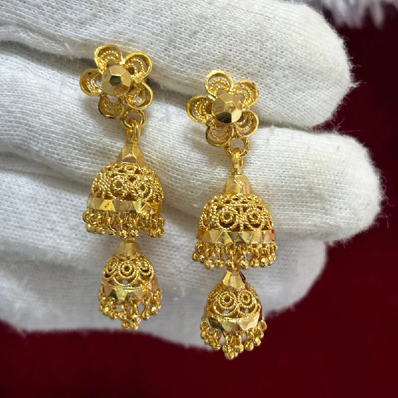 Pearl Drop Earrings-Pari Art Jewellery Forming Gold Jhumki Earrings