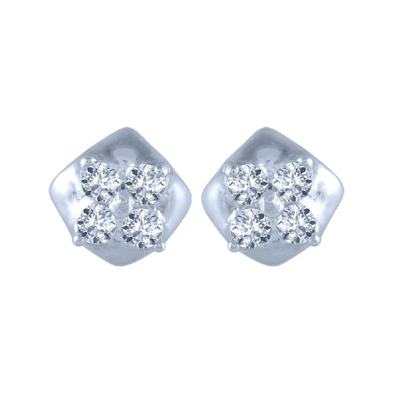 Chandelier Earrings-14k (585) White Gold And Diamond Stud Earrings For Women