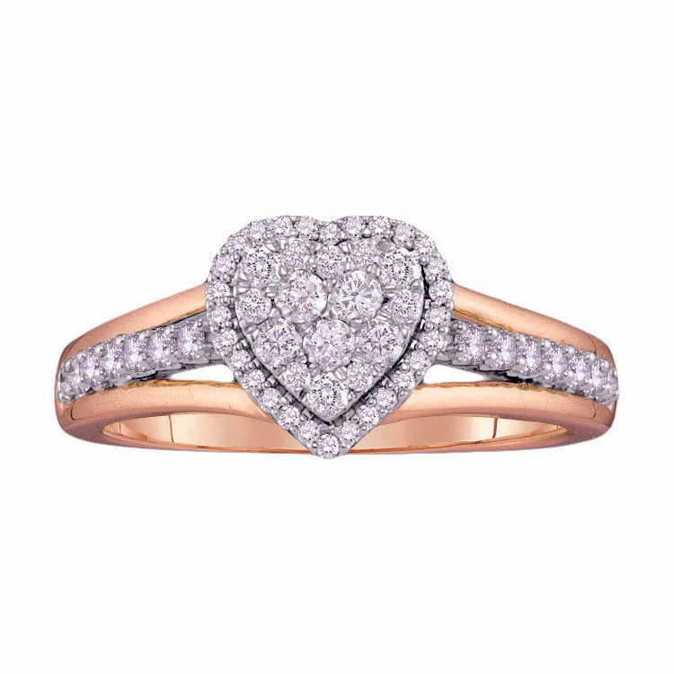 Trendy Stackable Rings-1/2 CTW Diamond Heart Ring in 10KT Rose Gold