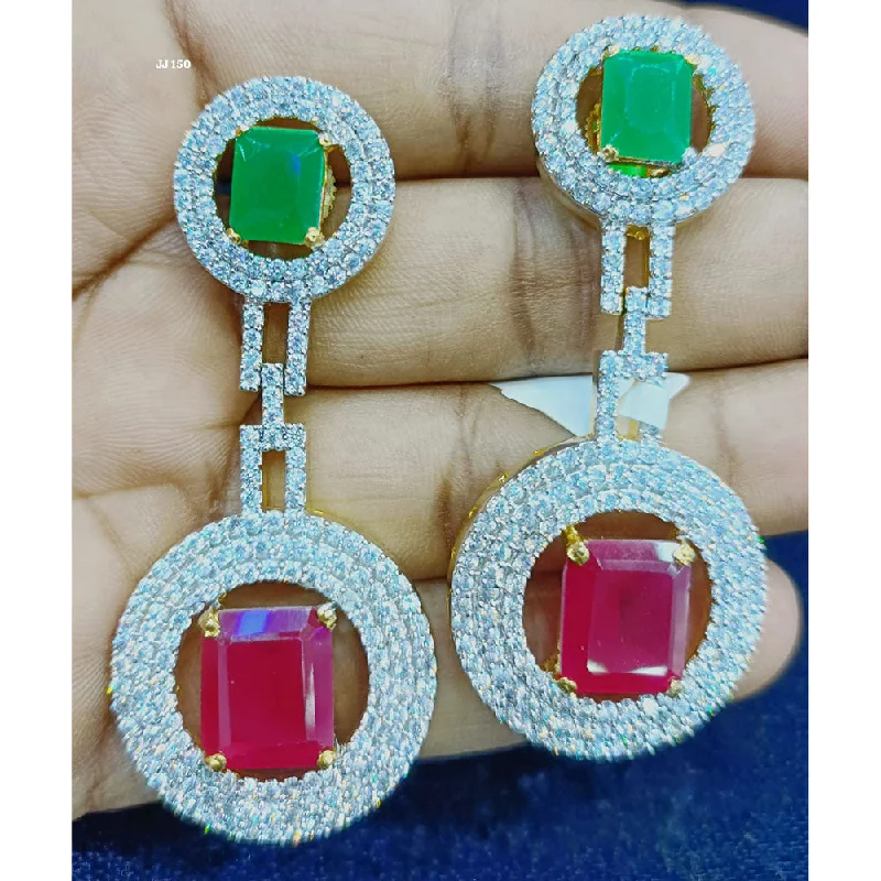 Elegant Drop Earrings-Jain Jewellers Gold Plated Ad Stone Dangler Earrings