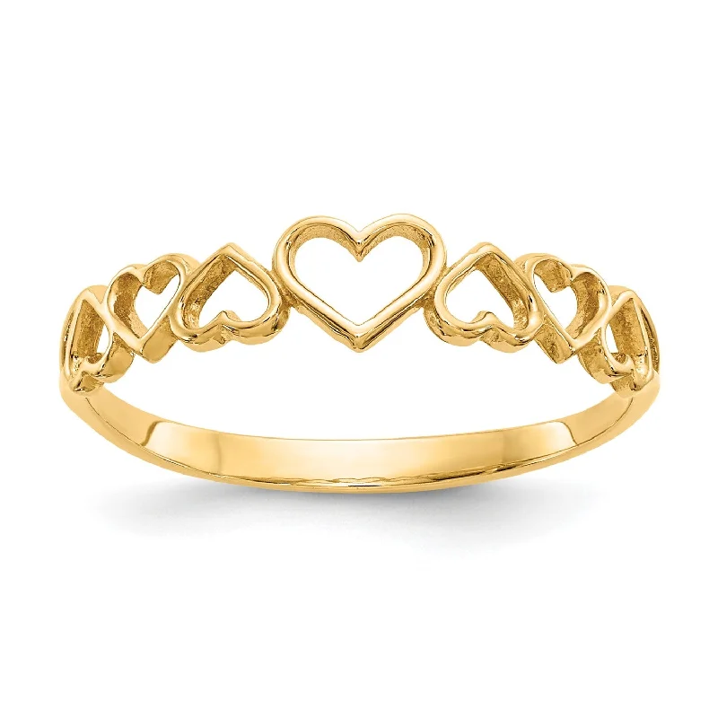 Trendy Stackable Rings-14KT Yellow Gold Heart Ring; Size 7