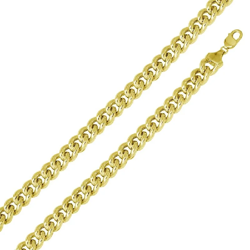 Matching Wedding Bracelets-Gold Plated 925 Sterling Silver Hollow Curb Chain or Bracelet 14.5mm - CHHW117 GP