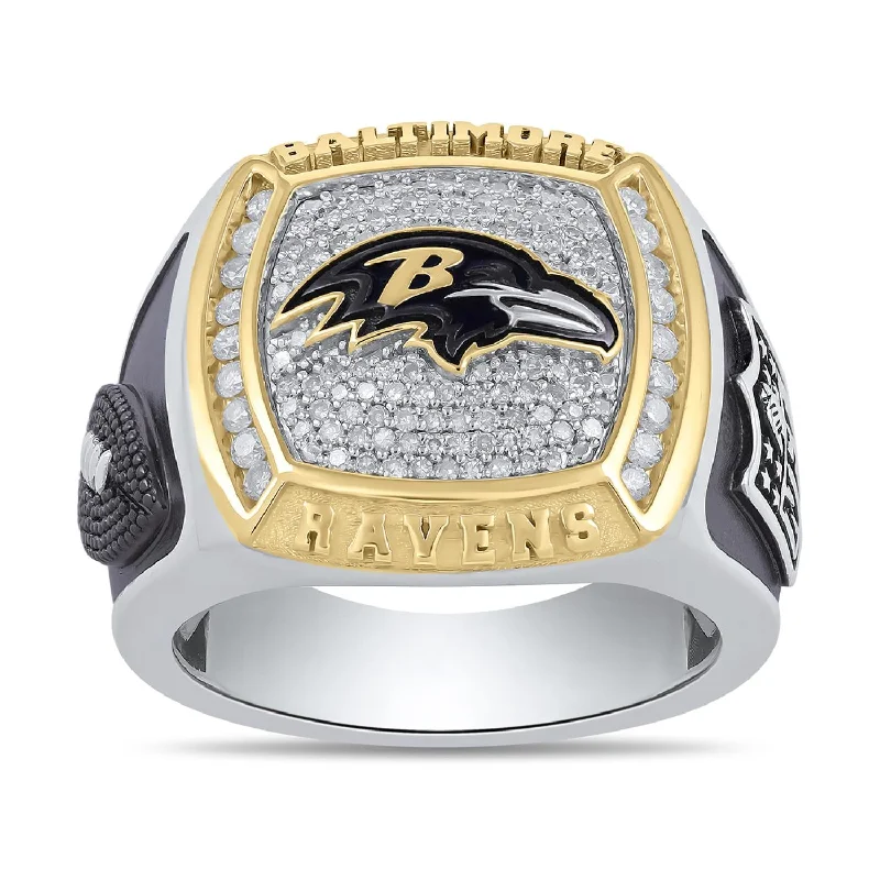 Elegant Diamond Ring-True Fans Fine Jewelry Baltimore Ravens 1/2 CTW Diamond Ring in Sterling Silver