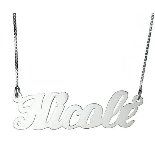 Silver Chain with Gemstones-Better Jewelry Personalized Classic Script .925 Sterling Silver Name Plate Necklace