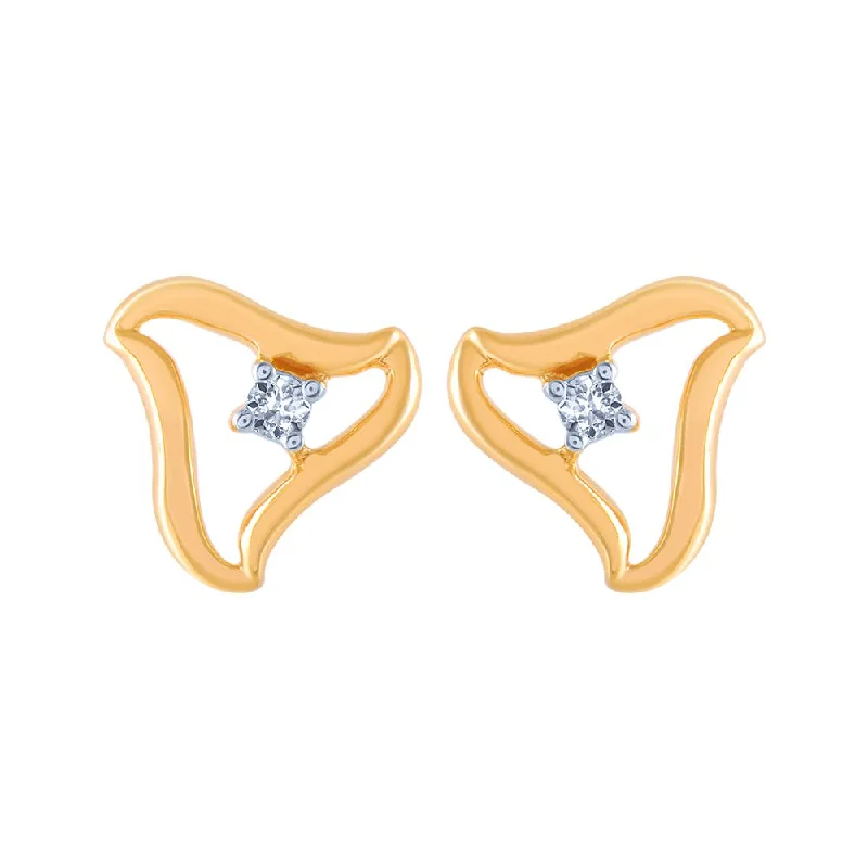 Ethnic Style Earrings-14k (585) Yellow Gold And Diamond Stud Earrings For Women