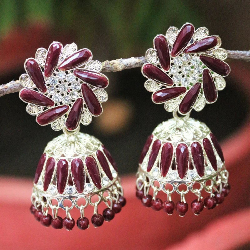 Elegant Hoop Earrings-H K Fashion  Rhodium Plated  Jhumki Earrings