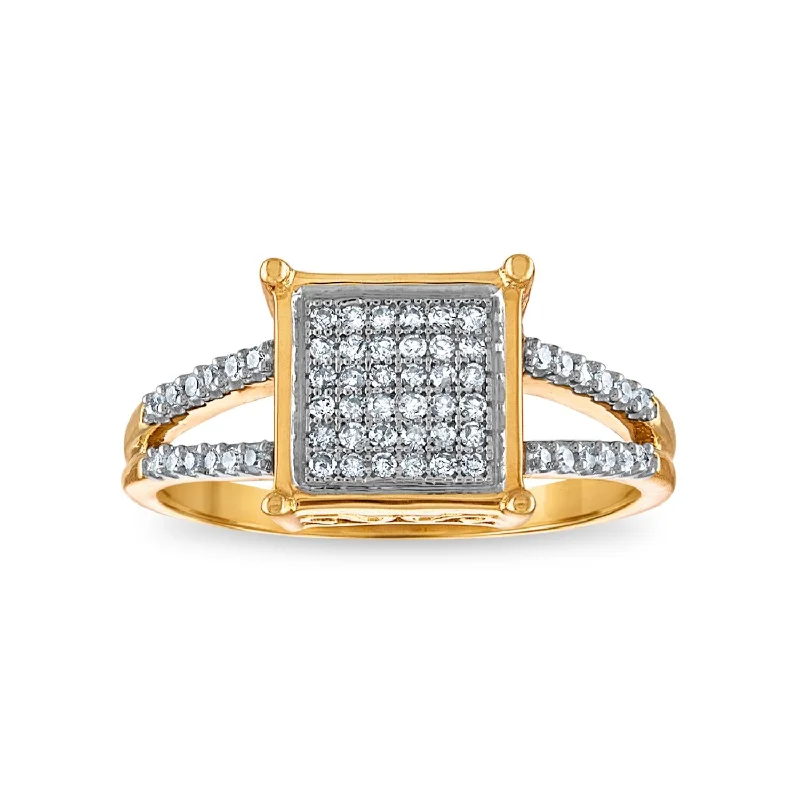 Vintage Diamond Ring-1/5 CTW Diamond Cluster Ring in 10KT Yellow Gold