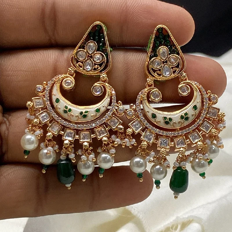 Party Earrings-Amoliya Jewels Brass Polki Kundan Dangler Earrings