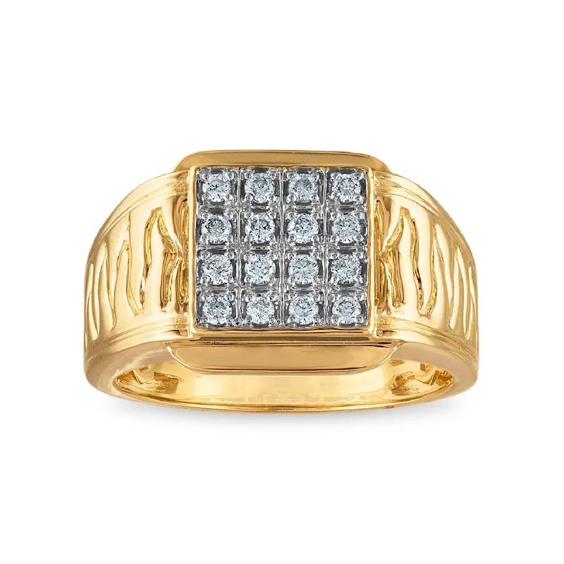 Men's Stainless Steel Ring-1/3 CTW Diamond Nugget Ring in 10KT Yellow Gold