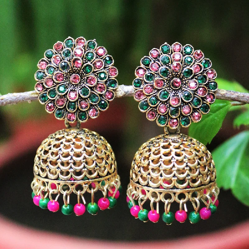 Stylish Drop Earrings-H K Fashion  Oxidised Gold Plated Jhumki Earrings