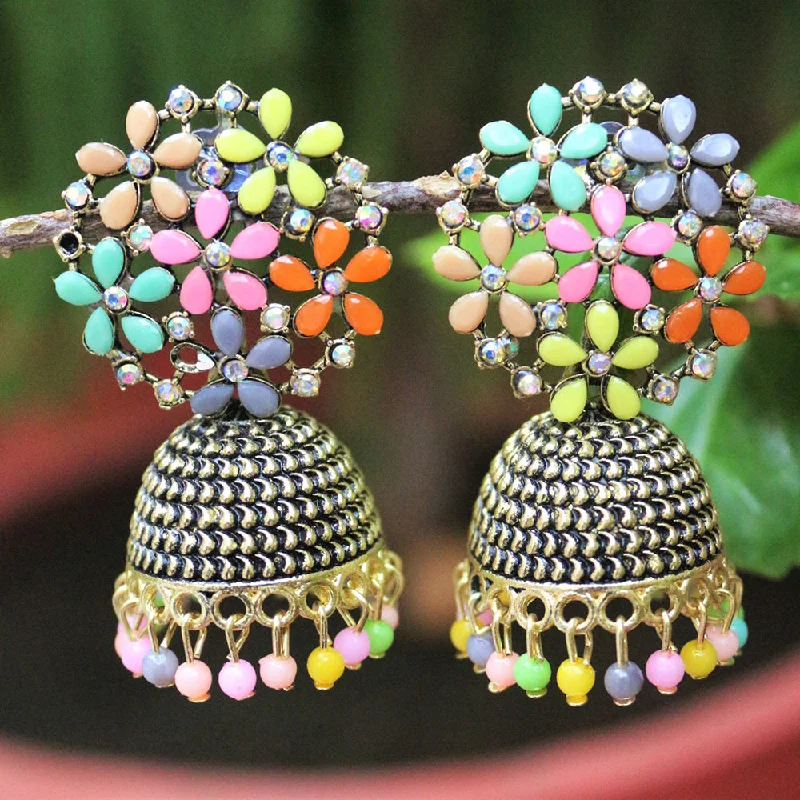 Classic Pearl Earrings-H K Fashion  Oxidised Gold Plated Jhumki Earrings