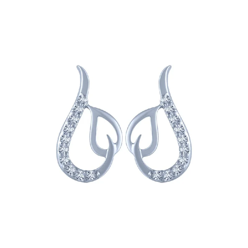 Casual Stud Earrings-14k (585) White Gold And Diamond Stud Earrings For Women