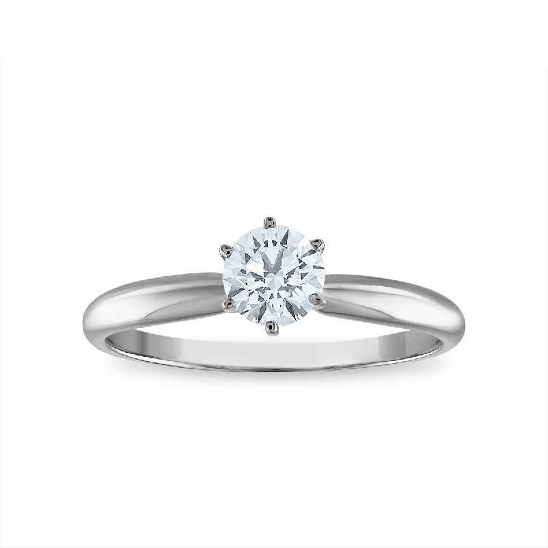 Elegant Platinum Engagement Ring-EcoLove 1/2 CTW Lab Grown Diamond Solitaire Engagement Ring in 14KT White Gold