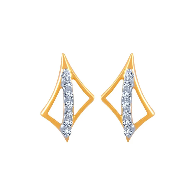 Gemstone Dangle Earrings-14k (585) Yellow Gold And Diamond Stud Earrings For Women