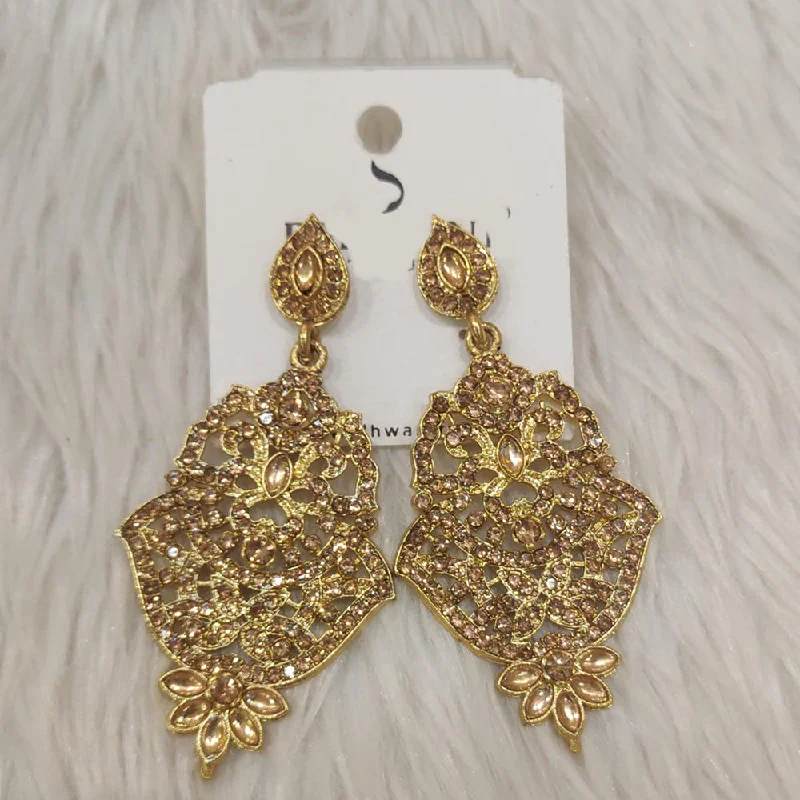 Simple Gold Earrings-Dhwani Gold Plated Austrian Stone Dangler Earrings