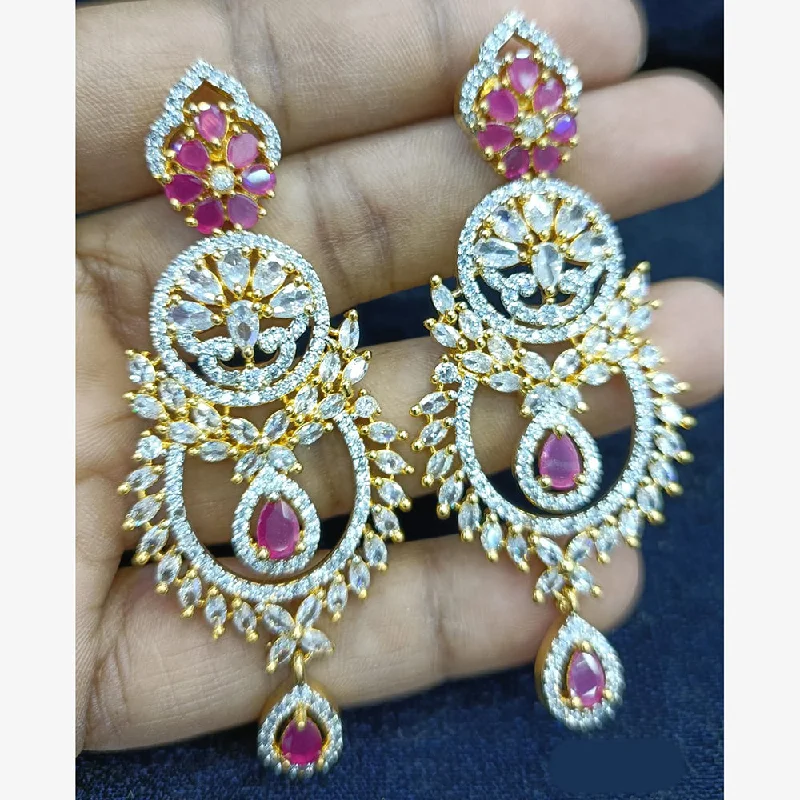 Cute Stud Earrings for Kids-Jain Jewellers Gold Plated Ad Stone Dangler Earrings