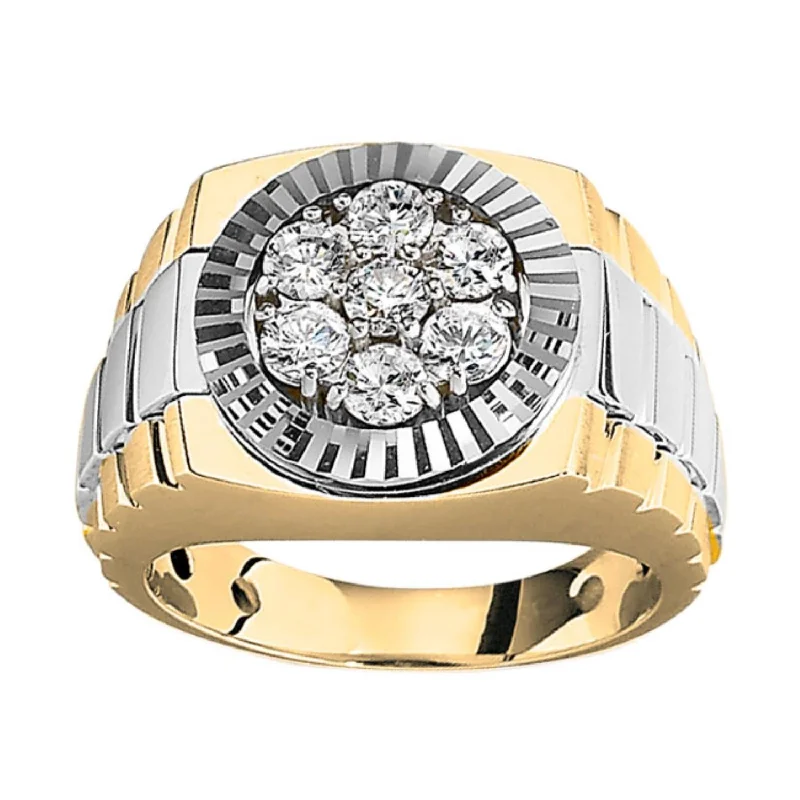 Vintage Gemstone Ring-Signature 1 CTW Diamond Rolex-look Ring in 14KT White and Yellow Gold