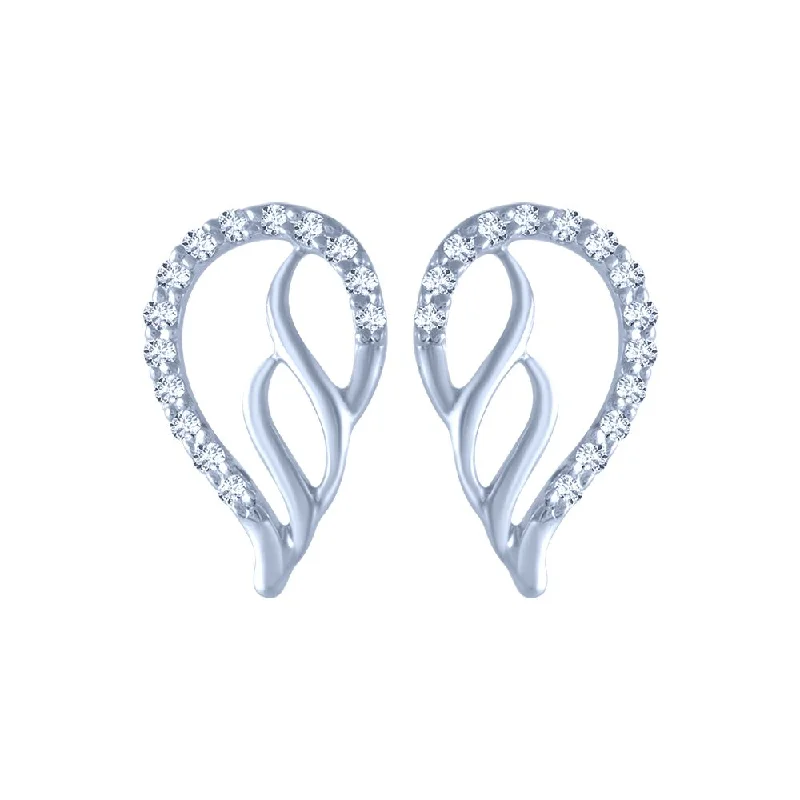 Funky Earrings-14k (585) White Gold And Diamond Stud Earrings For Women