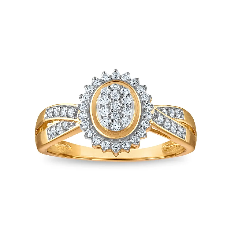 Simple Silver Ring for Women-1/3 CTW Diamond Cluster Ring in 10KT Yellow Gold