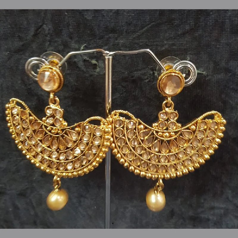 Casual Stud Earrings-Shreeji Gold Plated Crystal Stone Dangler Earrings