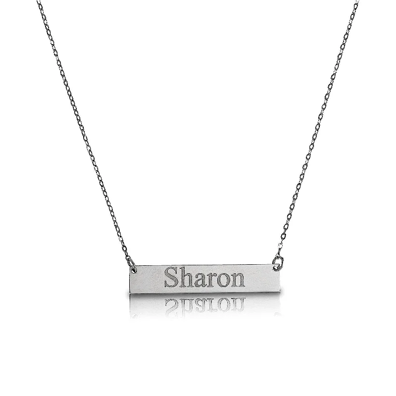 Layered Chain Pendant Necklace-Better Jewelry Custom .925 Sterling Silver Name Bar Necklace w. Engraving