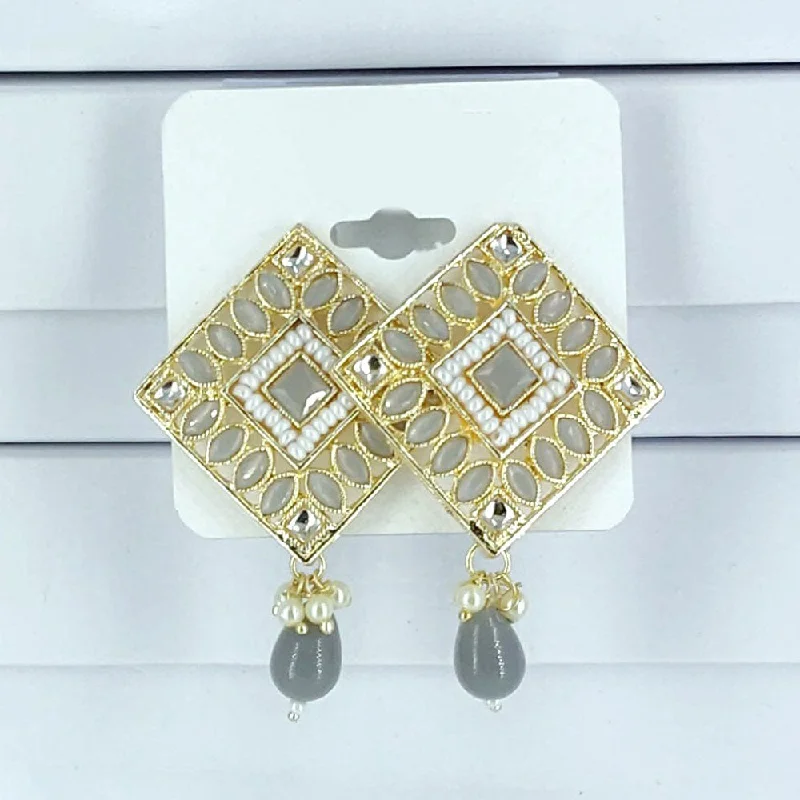 Natural Stone Earrings-Corbeda Fashion Gold Plated Dangler Earrings