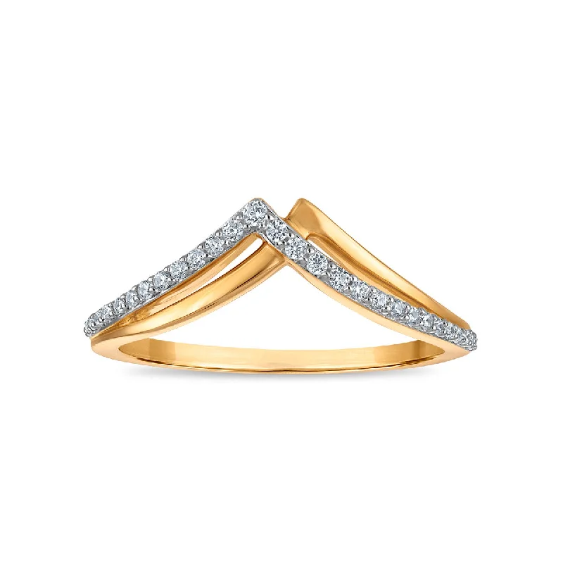 Fashion Ring for Women-1/8 CTW Diamond Double Chevron Fashion Ring in 10KT Yellow Gold