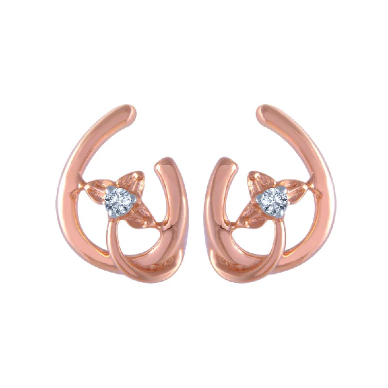 Hoop Earrings for Everyday-14k (585) Rose Gold And Diamond Stud Earrings For Women