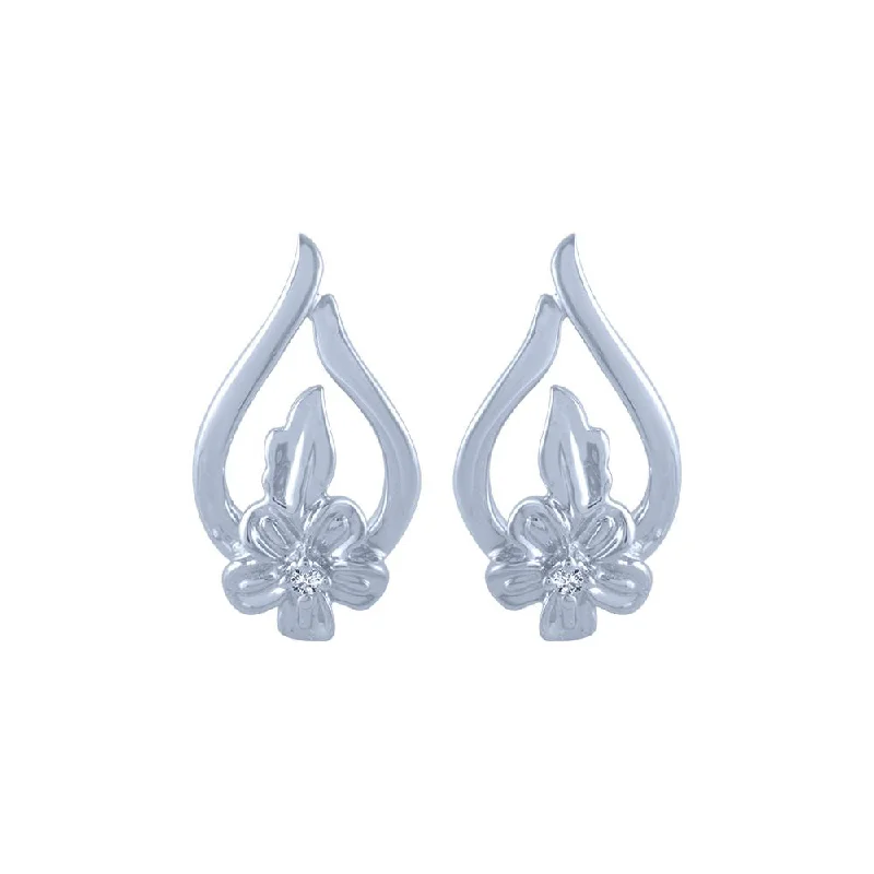 Light Blue Gem Earrings-14k (585) White Gold And Diamond Stud Earrings For Women