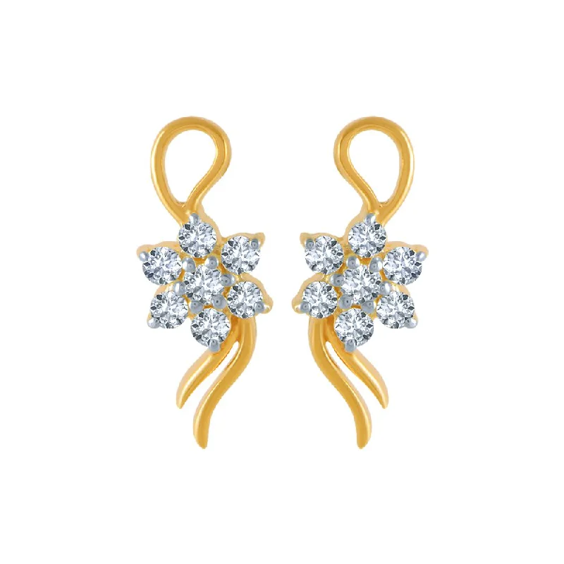 Abstract Hoop Earrings-14k (585) Yellow Gold And Diamond Stud Earrings For Women