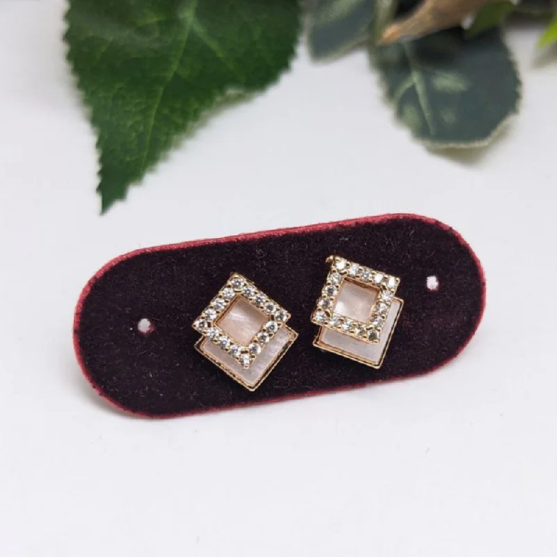 Custom Made Earrings-Aamrapali  Gold  Plated  American  Diamond  Stud   Earrings