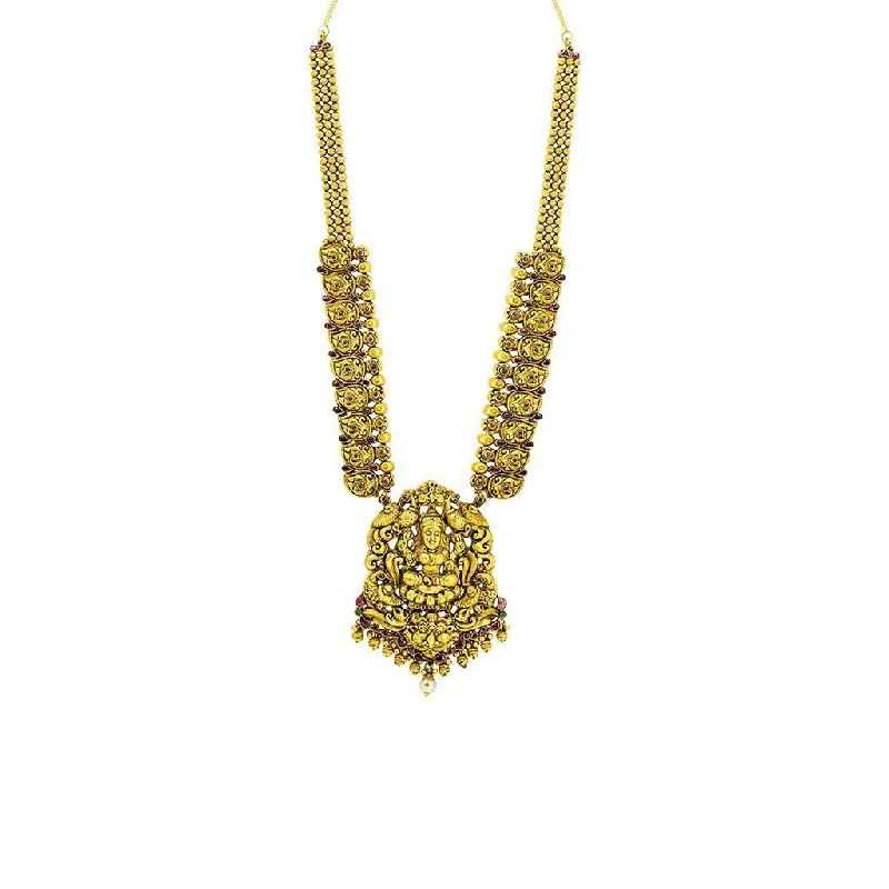 Birthstone Necklace for Mom-22K Gold Temple Antique Necklace