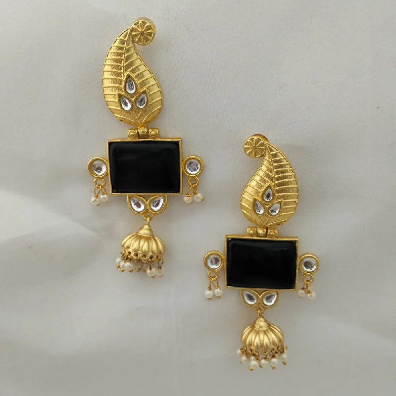 Small Hoop Earrings for Women-Marudhar Creations Gold Plated Matte Finish Kundan Dangler Earrings