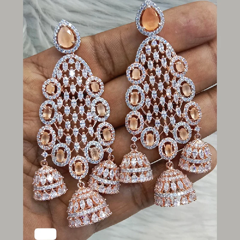 Retro Crystal Earrings-Jain Jewellers Rose Gold Plated AD Dangler Earrings